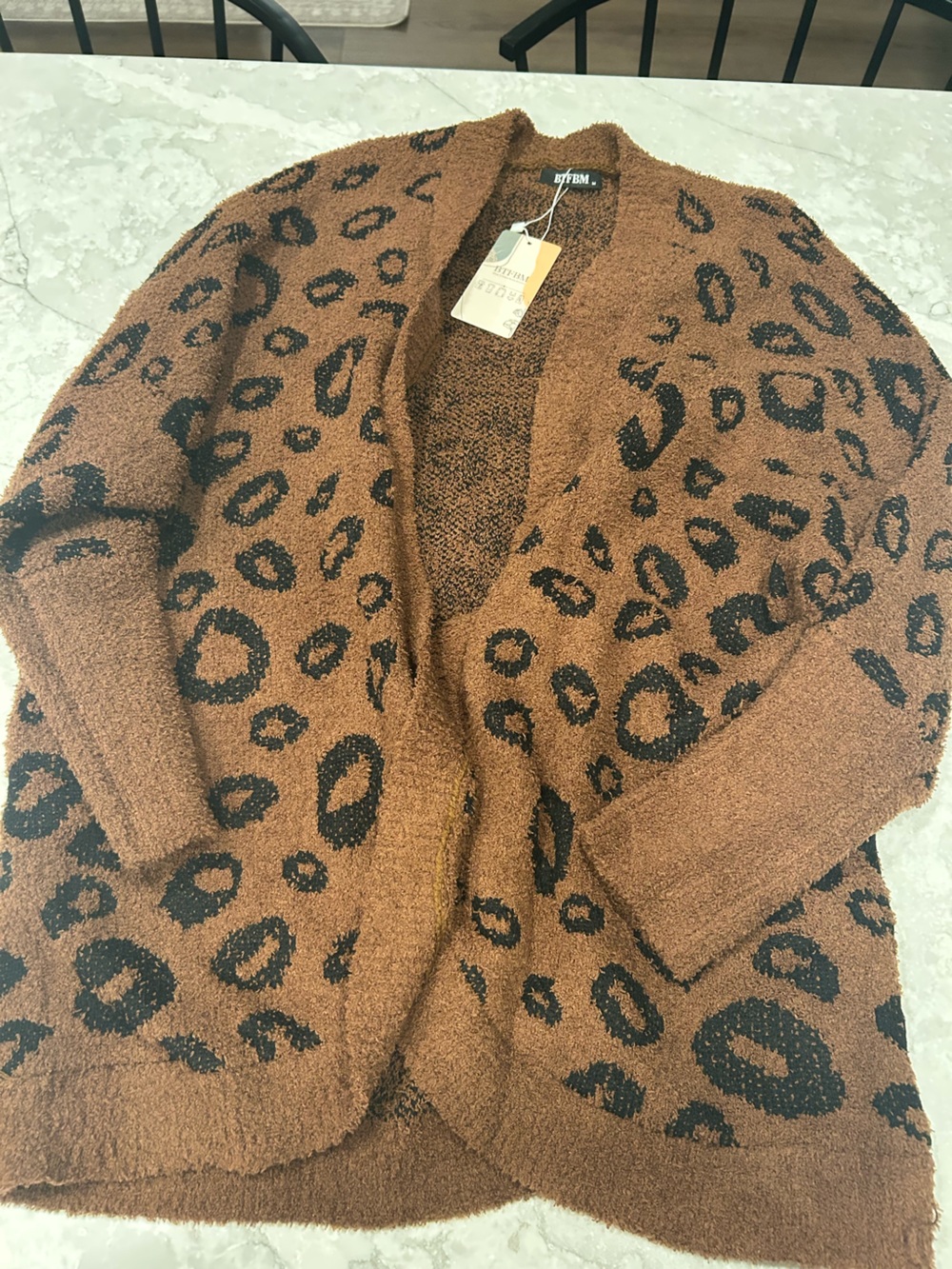 BTFBM Brown Textured Open Cardigan